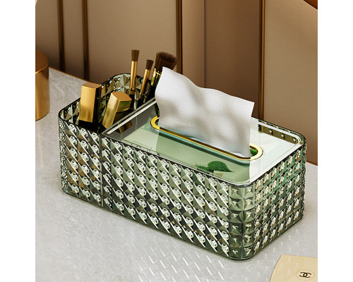 Настольная коробка-органайзер 3329 для салфеток прямоугольный пластковый 24*12*8.9 см Green