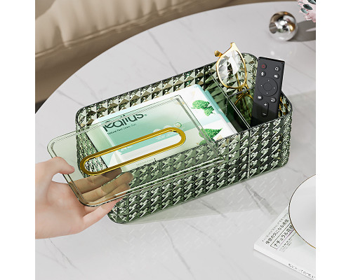 Настольная коробка-органайзер 3329 для салфеток прямоугольный пластковый 24*12*8.9 см Green