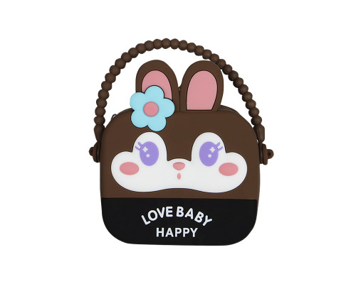 Детская сумка AG-028 Кролик через плечо на одно отделения с ремешком силиконовая Brown