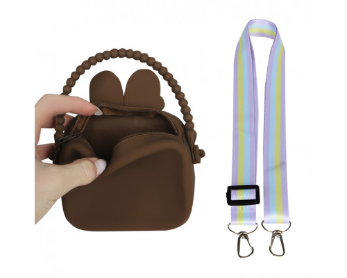 Детская сумка AG-028 Кролик через плечо на одно отделения с ремешком силиконовая Brown