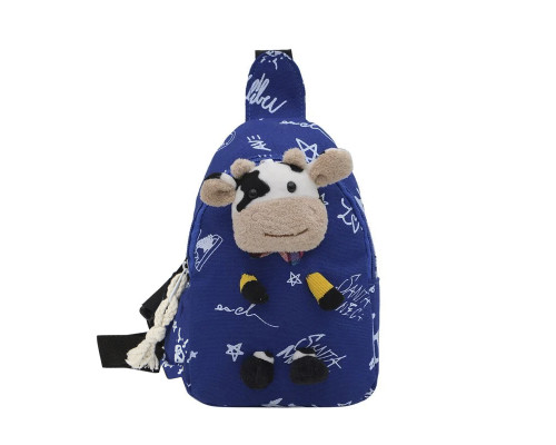 Детская нагрудная сумка рюкзак A-407 Cow на одно отделение с ремешком  Blue