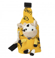 Детская нагрудная сумка рюкзак A-407 Cow на одно отделение с ремешком  Yellow