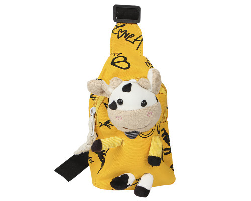 Детская нагрудная сумка рюкзак A-407 Cow на одно отделение с ремешком  Yellow
