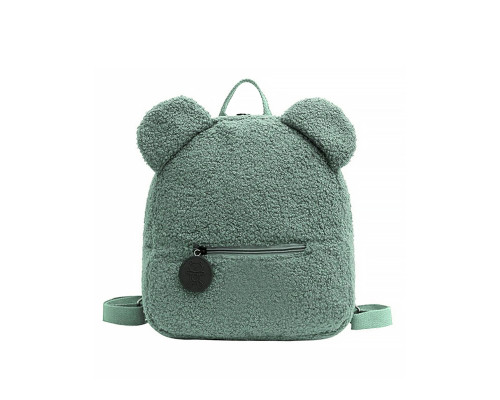 Детский рюкзак 6791 на одно отделение с внешним карманом ремешком и ушками Green