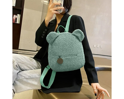 Детский рюкзак 6791 на одно отделение с внешним карманом ремешком и ушками Green