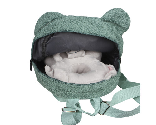 Детский рюкзак 6791 на одно отделение с внешним карманом ремешком и ушками Green