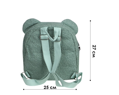 Детский рюкзак 6791 на одно отделение с внешним карманом ремешком и ушками Green