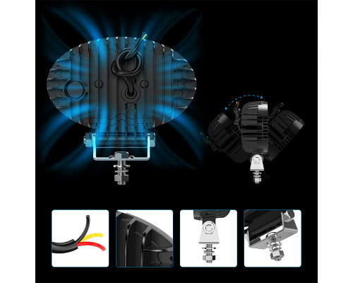 Светодиодная фара DXZ 55C-BW-T9 9 LED водонепроницаемая White+Yellow