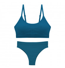 Бесшовный комплект женского белья в рубчик трусы и топ 0202# Туркус L 80 ABC