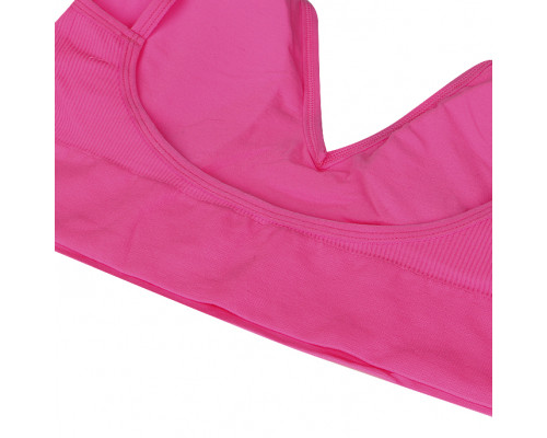 Бесшовный комплект женского белья в рубчик трусы и топ 1608# Розовый электрик L 80 ABC