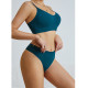 Бесшовный комплект женского белья в текстуре косичка трусы и топ 6608# Изумрудный S