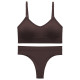 Бесшовный комплект женского белья в текстуре косичка трусы и топ 6608# Коричневый S