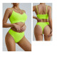 Бесшовный комплект женского белья в текстуре косичка трусы и топ 6608# Яркий Лайм S