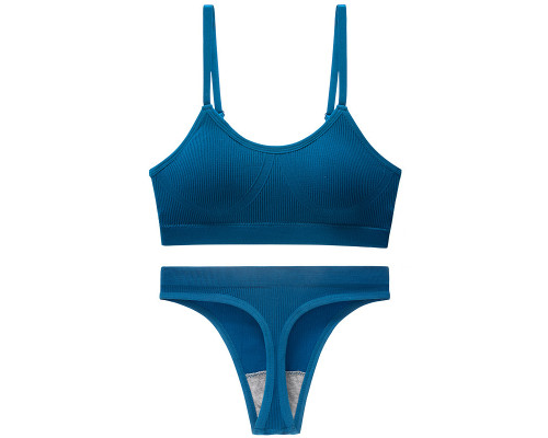 Бесшовный комплект женского белья в рубчик трусы и топ 6618# Туркус L 80 ABC