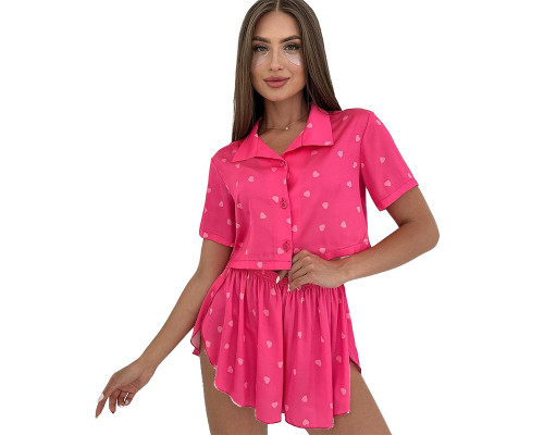 Женский комплект для дома и сна 2S5247B рубашка и шорты женская пижама розовая с сердечками S