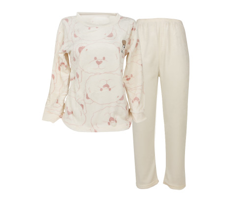 Комплект женской пижамы 301 Bear Pink рубашка с длинным рукавом и штанами теплая L