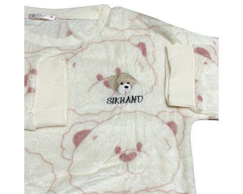 Комплект женской пижамы 301 Bear Pink рубашка с длинным рукавом и штанами теплая L