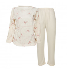 Комплект женской пижамы 301 Bear Pink рубашка с длинным рукавом и штанами теплая M