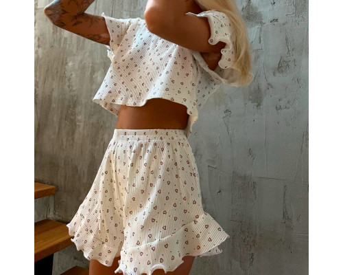 Женский комплект для дома и сна SM240426DHX6 футболка и шорты женская пижама белая с сердечками XL