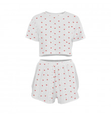 Женский комплект для дома и сна SM24107AYH футболка и шорты женская пижама белая с красными сердечками L