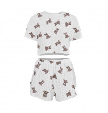 Женский комплект для дома и сна SM24107AYH футболка и шорты женская пижама белая с мишками M