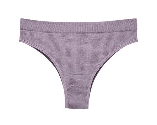 Женские бесшовные трусики бразилианы в рубчик A02# Лиловый L