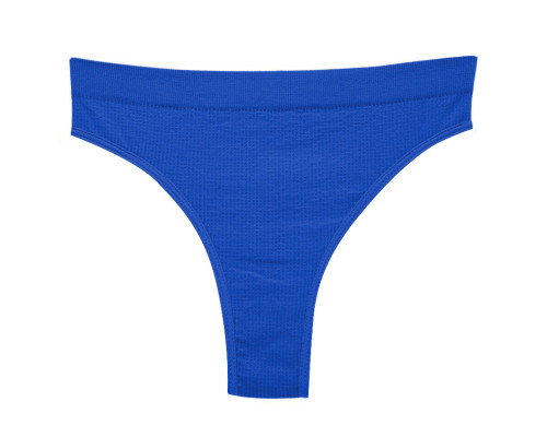 Женские бесшовные трусики стринги в рубчик A66# Синий L