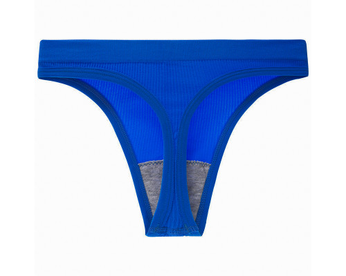 Женские бесшовные трусики стринги в рубчик A66# Синий L