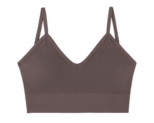 Топ женский в рубчик 08WX# с нерегулируемыми брителями съемные чашечки Коричневый XL 85 ABC