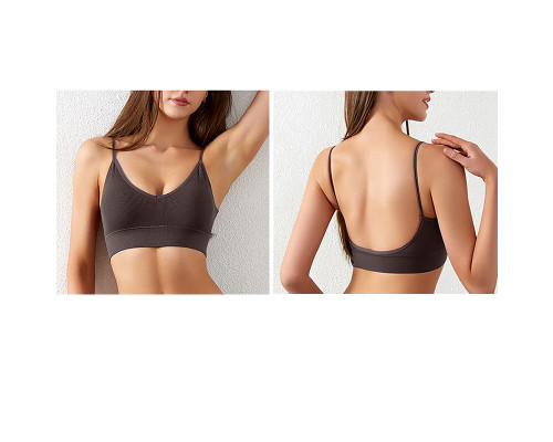 Топ женский в рубчик 08WX# с нерегулируемыми брителями съемные чашечки Коричневый XL 85 ABC