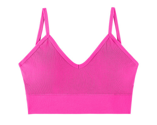 Топ женский в рубчик 08WX# с нерегулируемыми брителями съемные чашечки Розовый электрик L 80 ABC