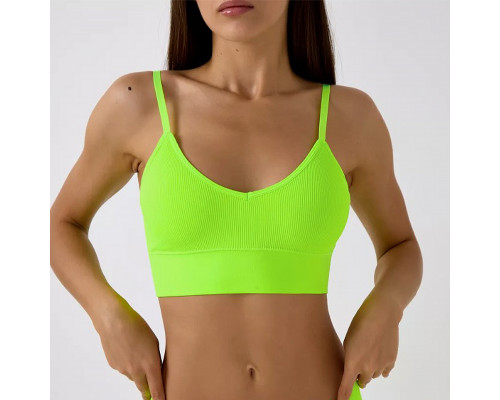 Топ женский в рубчик 08WX# с нерегулируемыми брителями съемные чашечки Яркий Лайм XL 85 ABC