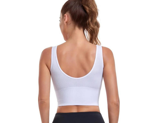 Женский 3D топ 2765# с моделирующим эфектом пушап с глубоким декольте удлиненный Белый M