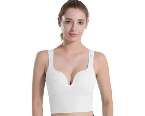 Женский 3D топ 2765# с моделирующим эфектом пушап с глубоким декольте удлиненный Белый XL