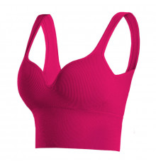 Женский 3D топ 2765# с моделирующим эфектом пушап с глубоким декольте удлиненный Розовый L