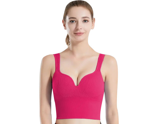 Женский 3D топ 2765# с моделирующим эфектом пушап с глубоким декольте удлиненный Розовый XL