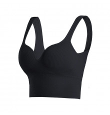 Женский 3D топ 2765# с моделирующим эфектом пушап с глубоким декольте удлиненный Черный L