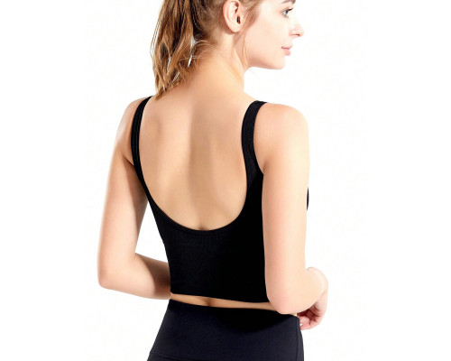 Женский 3D топ 2765# с моделирующим эфектом пушап с глубоким декольте удлиненный Черный S