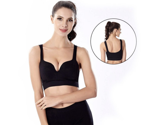Женский 3D топ 839#U с моделирующим эфектом пушап с глубоким декольте Черный L