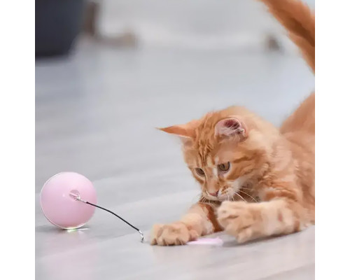 Умная игрушка-тизер интерактивный шарик для кошек DT411 светодиодная с USB Pink