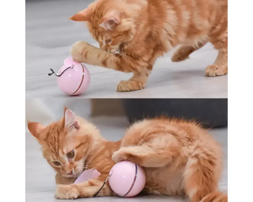 Умная игрушка-тизер интерактивный шарик для кошек DT411 светодиодная с USB Pink