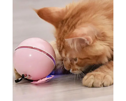 Умная игрушка-тизер интерактивный шарик для кошек DT411 светодиодная с USB Pink