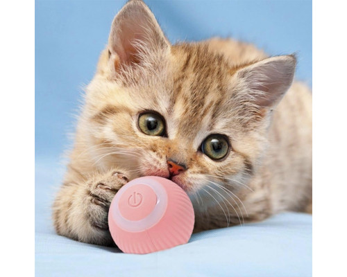 Интерактивный смарт шарик мячик DT475 для кота со звуком с USB Pink