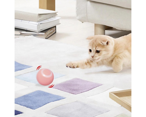 Интерактивный смарт шарик мячик DT475 для кота со звуком с USB Pink