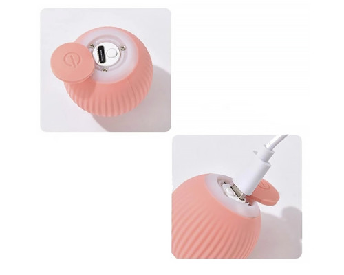 Интерактивный смарт шарик мячик DT475 для кота со звуком с USB Pink
