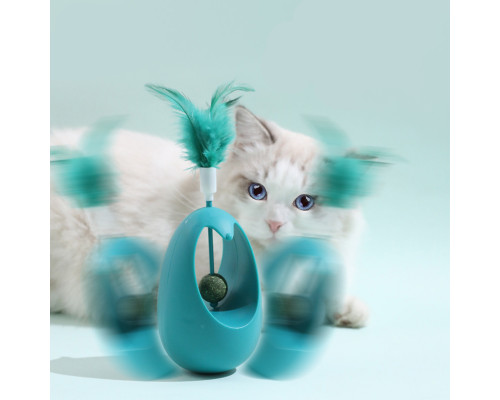 Игрушка для котов Taotaopets 027714 Неваляшка с перьями и кошачьей мятой Blue