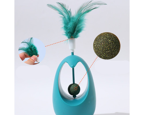 Игрушка для котов Taotaopets 027714 Неваляшка с перьями и кошачьей мятой Blue