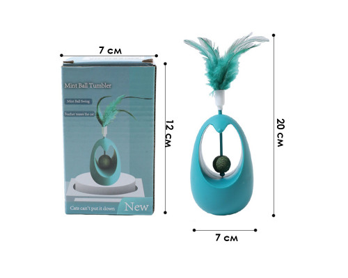 Игрушка для котов Taotaopets 027714 Неваляшка с перьями и кошачьей мятой Blue