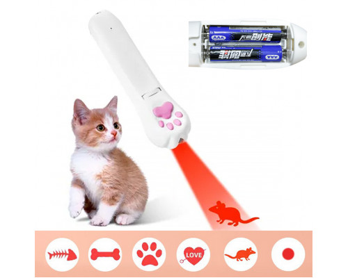 Лазерная указка-дразнилка DT380 LED итнтерактивная для котов на АКБ 6 рисунков White