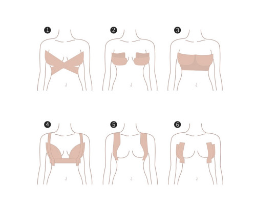Тейп для подъема поддержки бюста лента для подтяжки формирования груди кинезио телесный Бежевый 7,5 см * 5 м